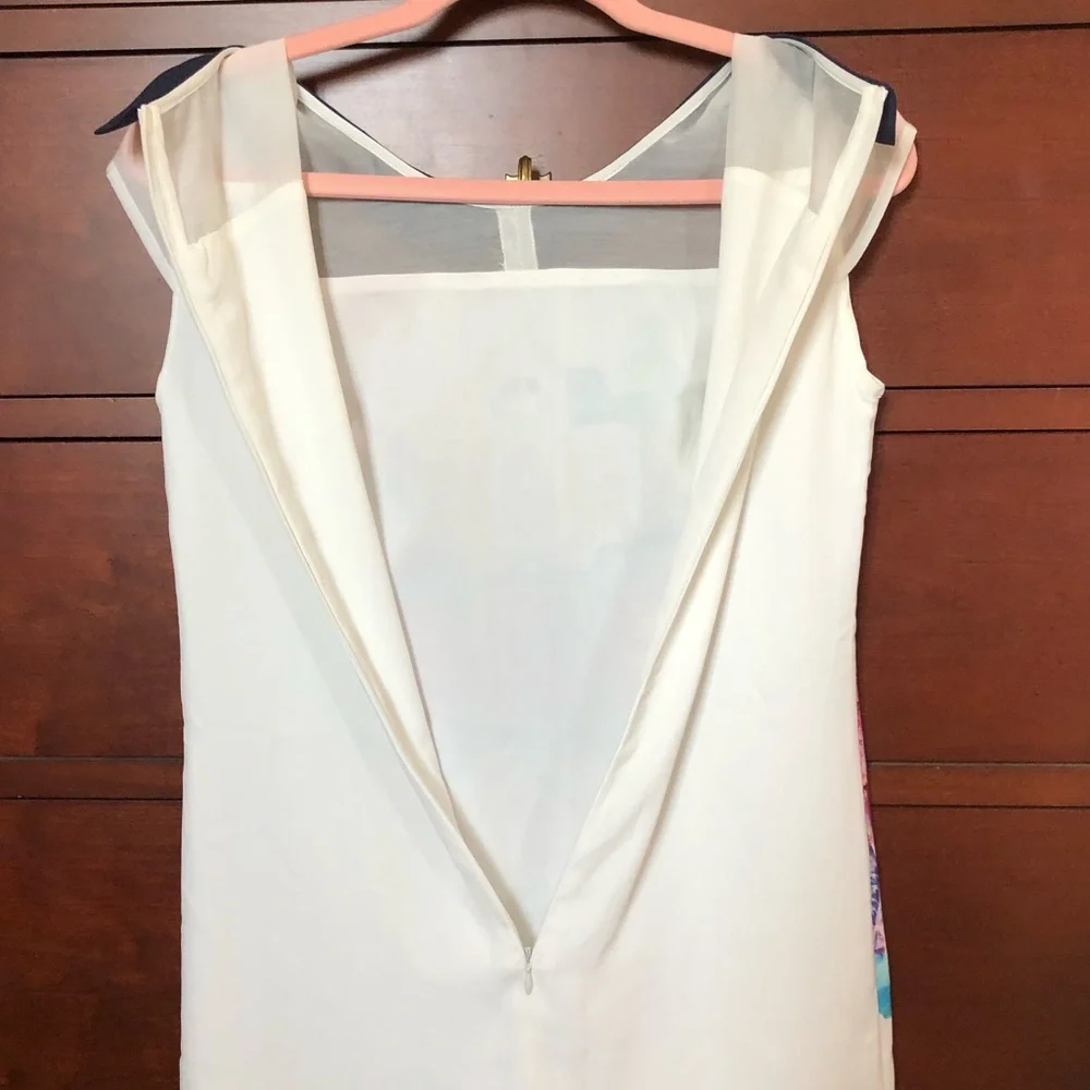 Vibrant Colorful Patterned Collared Mini Shift Dress (Size:Small) - Picture 7 of 8